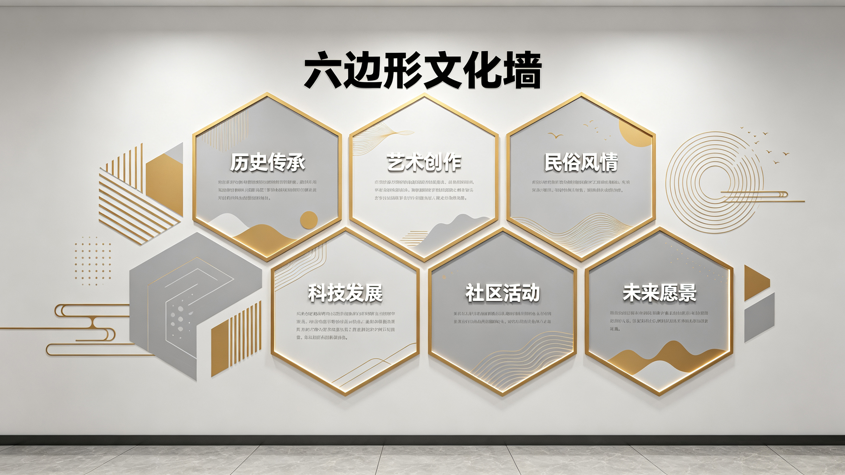 德格企业文化墙 | 六边形信息美学